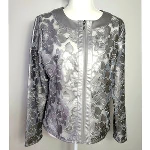 Colleen Lopez Jacket Moto Jacket /Top Best Dreesed Size M Metallic Gray